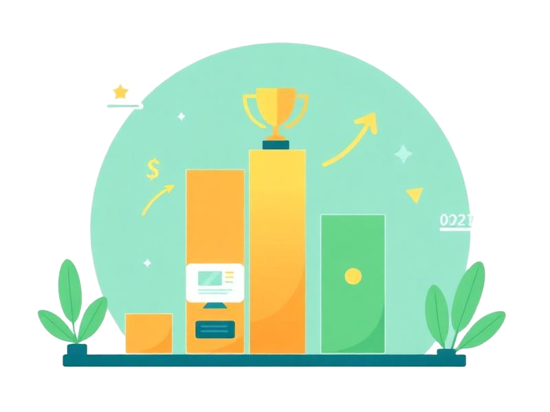 Product Hunt ranking algorithm illustration showing leaderboard with trophy